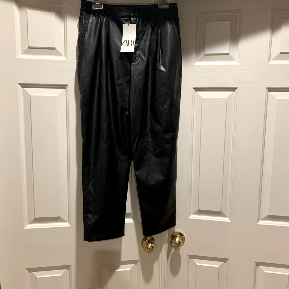 Zara faux leather black pants. NWT. Size S.